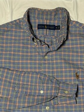 Ralph Lauren Blue, Orange & Green Plaid Button-Down Shirt, Size Small